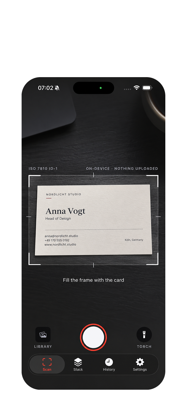 Scan Unlimited Business Cards for free